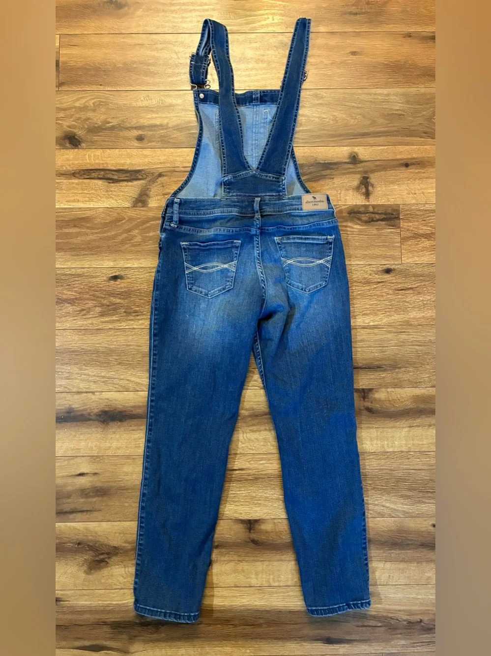 Abercrombie Kids Girls 11-12 Blue Denim Overall One-Piece Adjustable Distressed